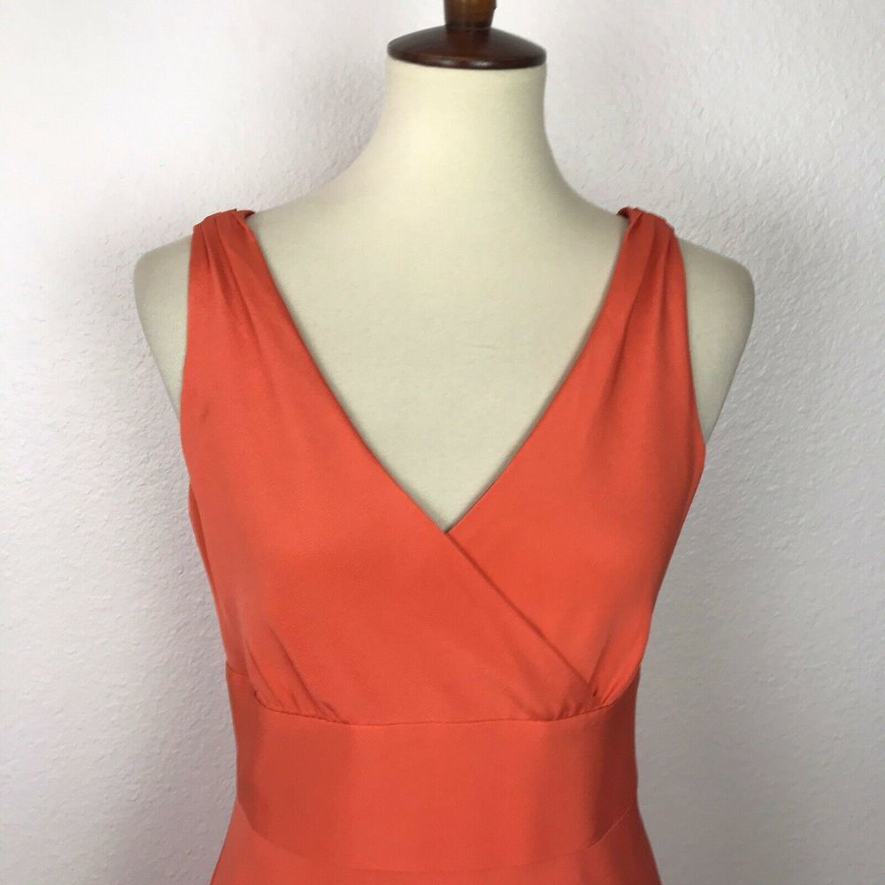 J.Crew Silk Orange Lined Fit Flare Dress - Picture 2 of 8